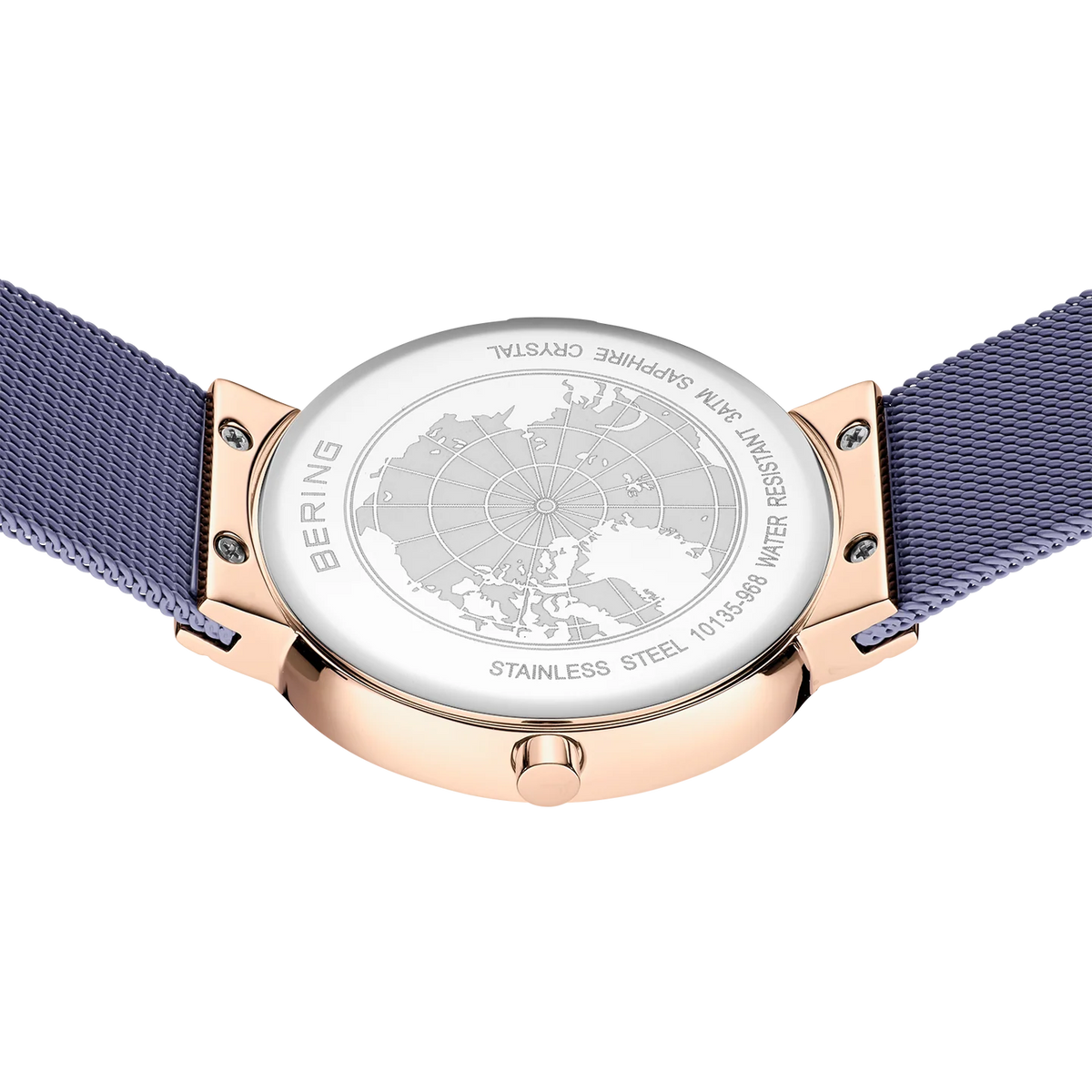 BERING Sparkling Mesh Watch Lavender Rose Gold 35mm Lavender Sunray Dial Women's Watch 10135-968