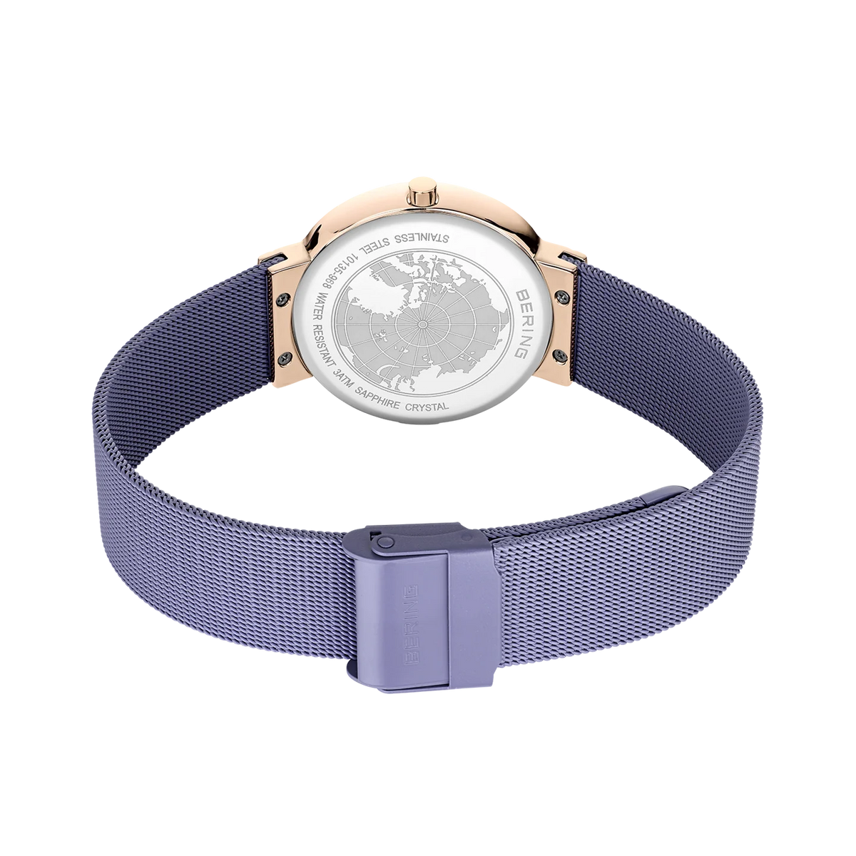 BERING Sparkling Mesh Watch Lavender Rose Gold 35mm Lavender Sunray Dial Women's Watch 10135-968
