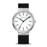 BERING Classic Polished Silver 41mm White Dial Women's Watch 10141-404
