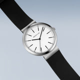 BERING Classic Polished Silver 41mm White Dial Women's Watch 10141-404