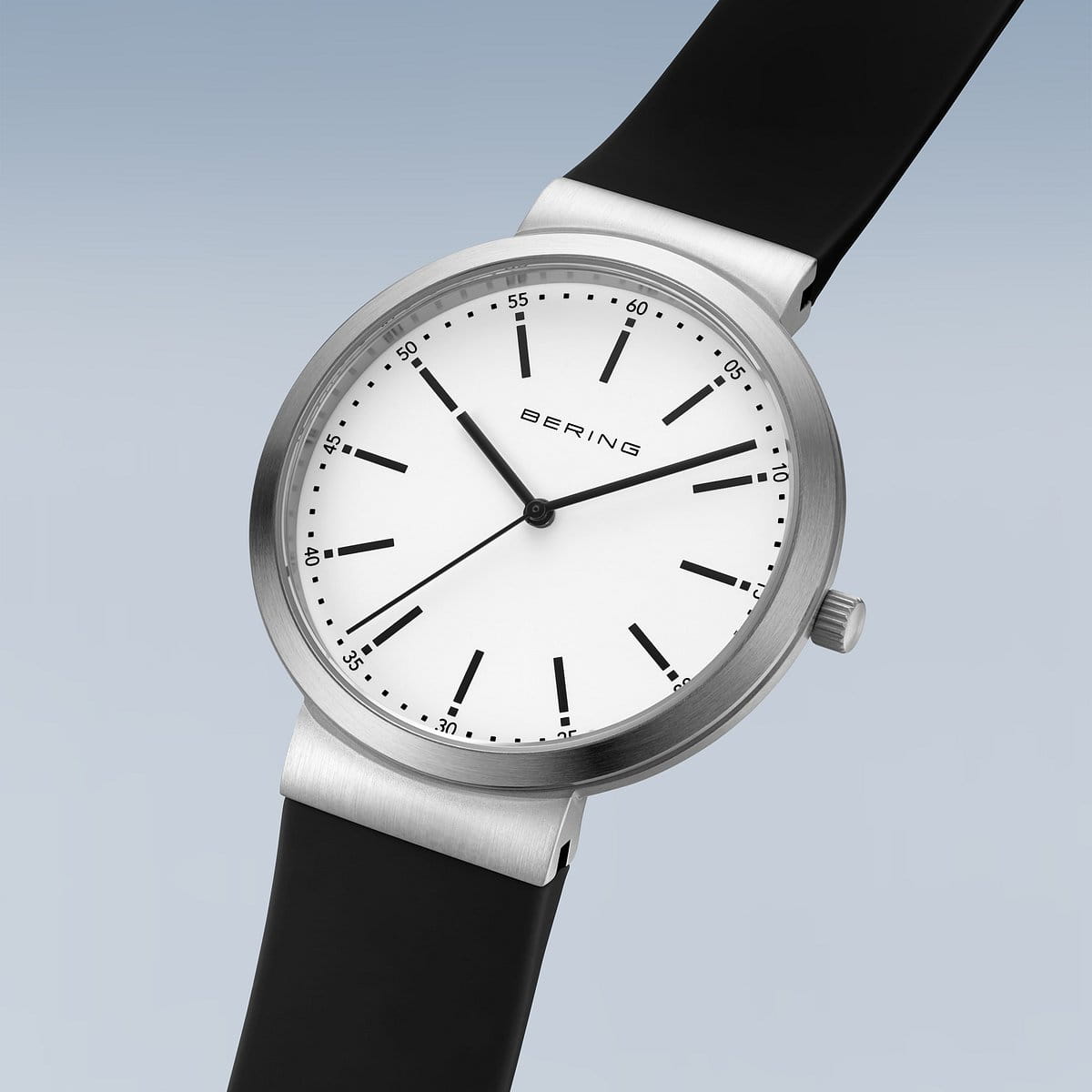 BERING Classic Polished Silver 41mm White Dial Women's Watch 10141-404