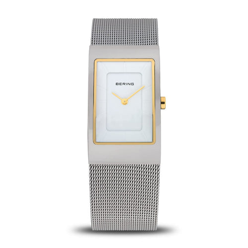 BERING Classic Polished Silver 22mm White Dial Women's Watch 10222-010-S