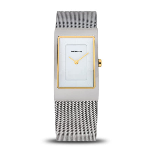 BERING Classic Polished Silver 22mm White Dial Women's Watch 10222-010-S