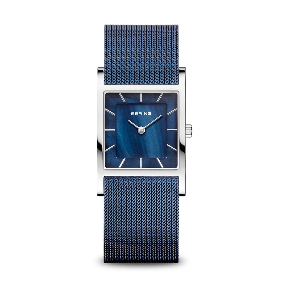 BERING Classic Polished Silver 26mm Blue Mother of Pearl Dial Women's Watch 10426-307-S