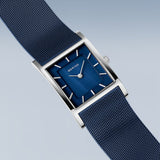BERING Classic Polished Silver 26mm Blue Mother of Pearl Dial Women's Watch 10426-307-S