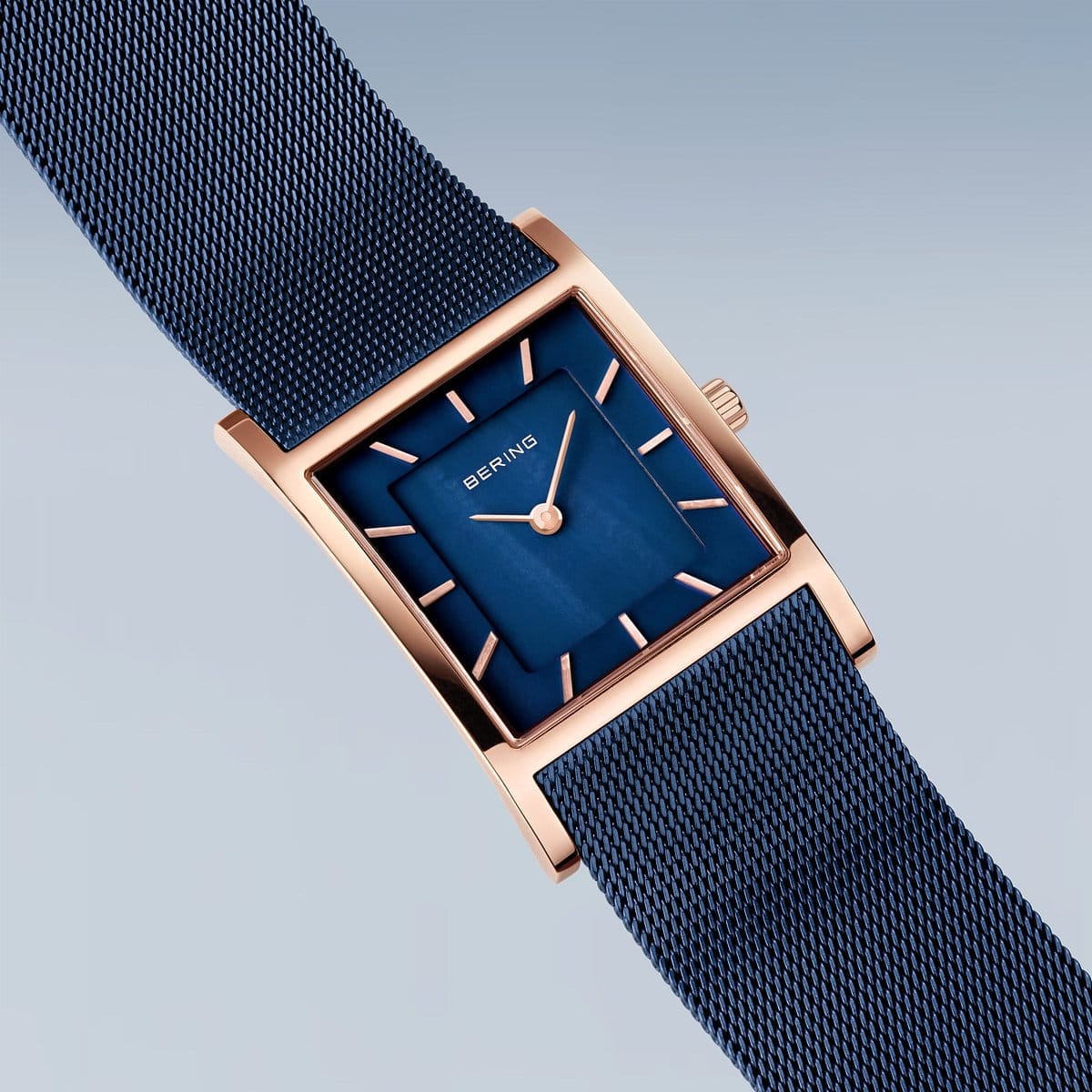 BERING Classic Polished Rose Gold 26mm Blue Mother of Pearl Dial Women's Watch 10426-367-S