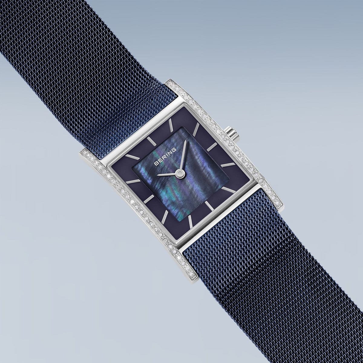 BERING Classic Polished Silver 26mm Blue Dial Women's Watch 10426-397-S