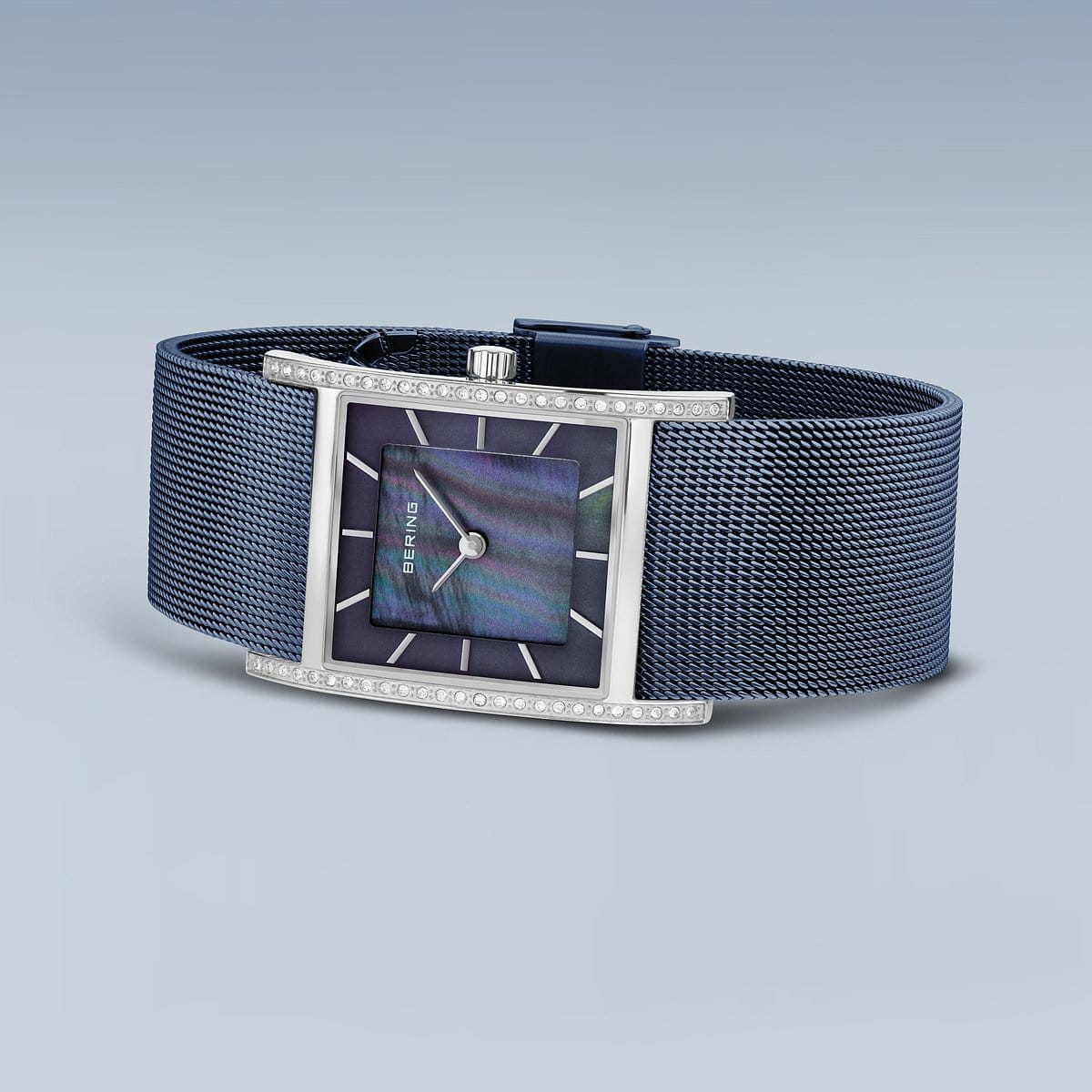 BERING Classic Polished Silver 26mm Blue Dial Women's Watch 10426-397-S