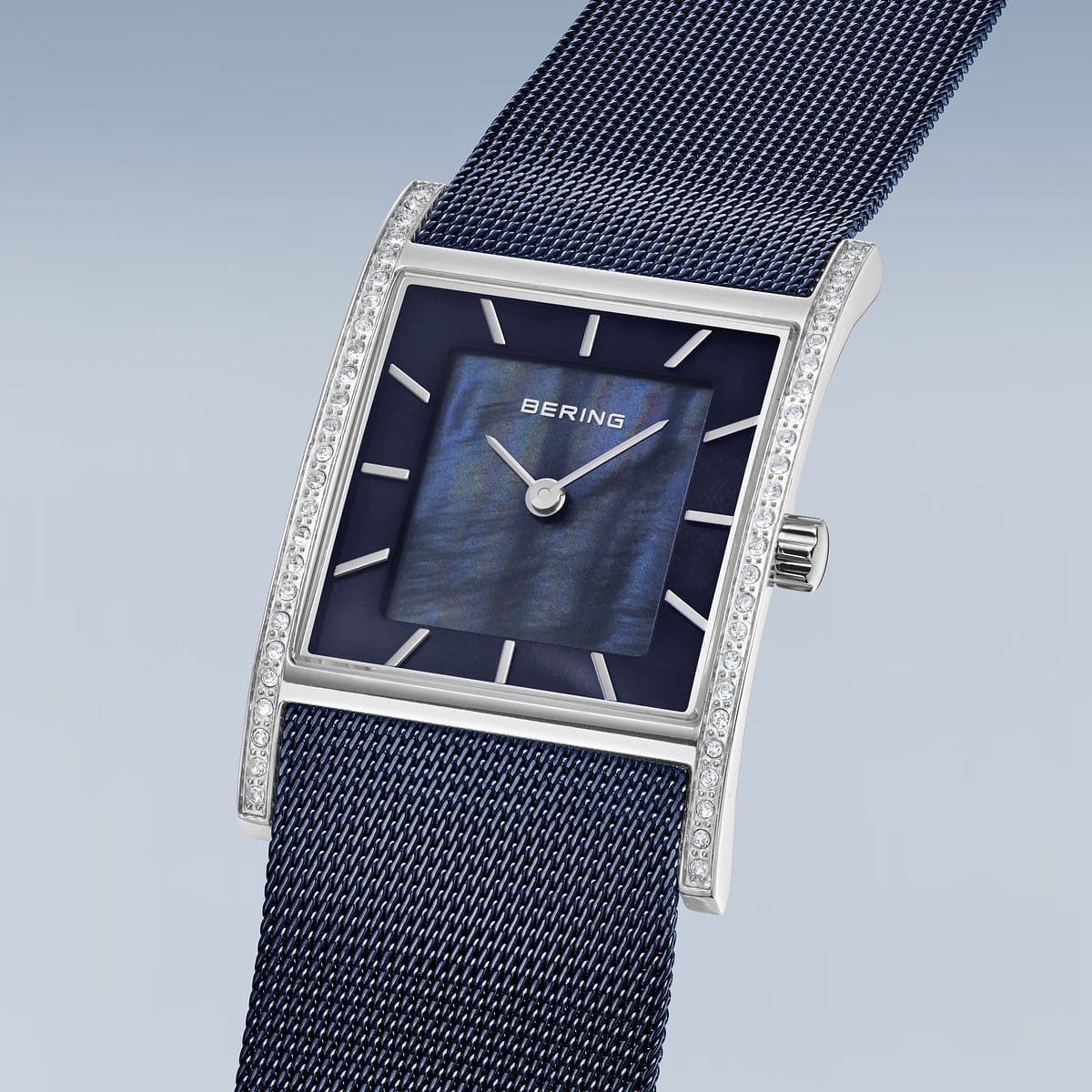 BERING Classic Polished Silver 26mm Blue Dial Women's Watch 10426-397-S
