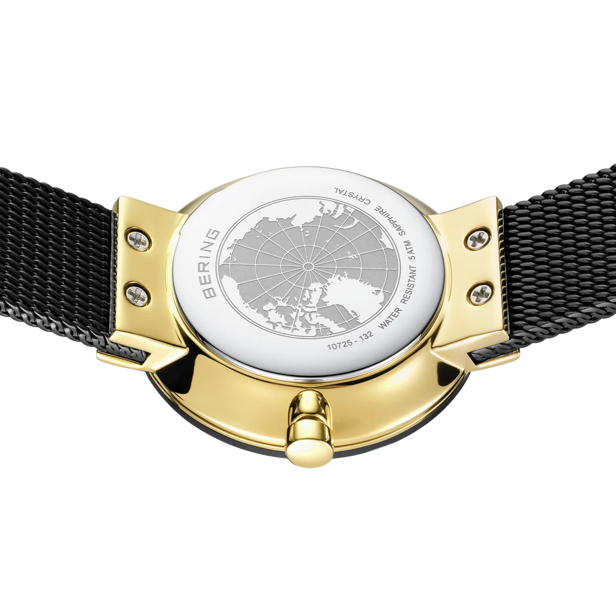 BERING Ceramic Wave Diamond Mesh Watch Black 27mm Black Diamond Dial Women's Watch 10725-132
