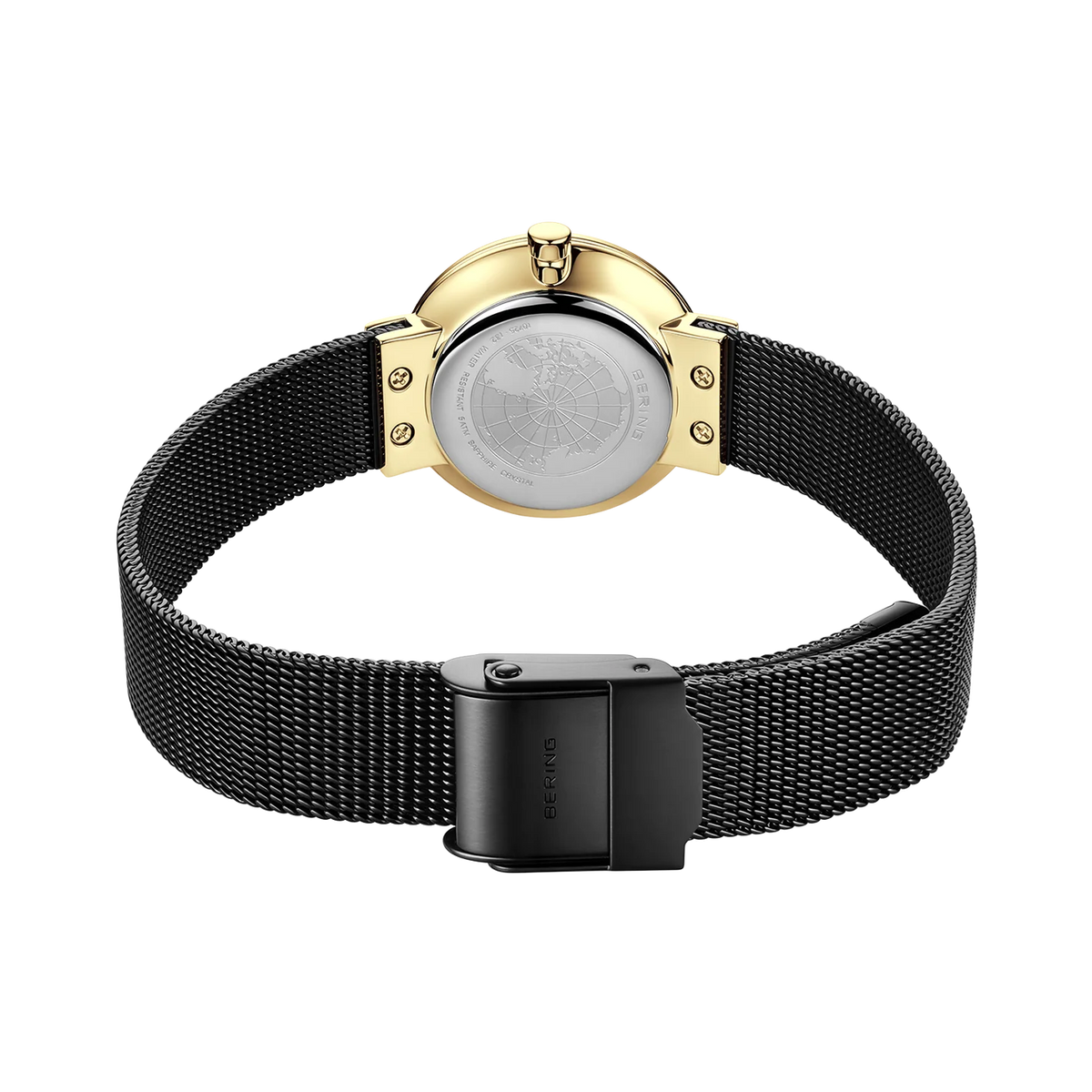 BERING Ceramic Wave Diamond Mesh Watch Black 27mm Black Diamond Dial Women's Watch 10725-132