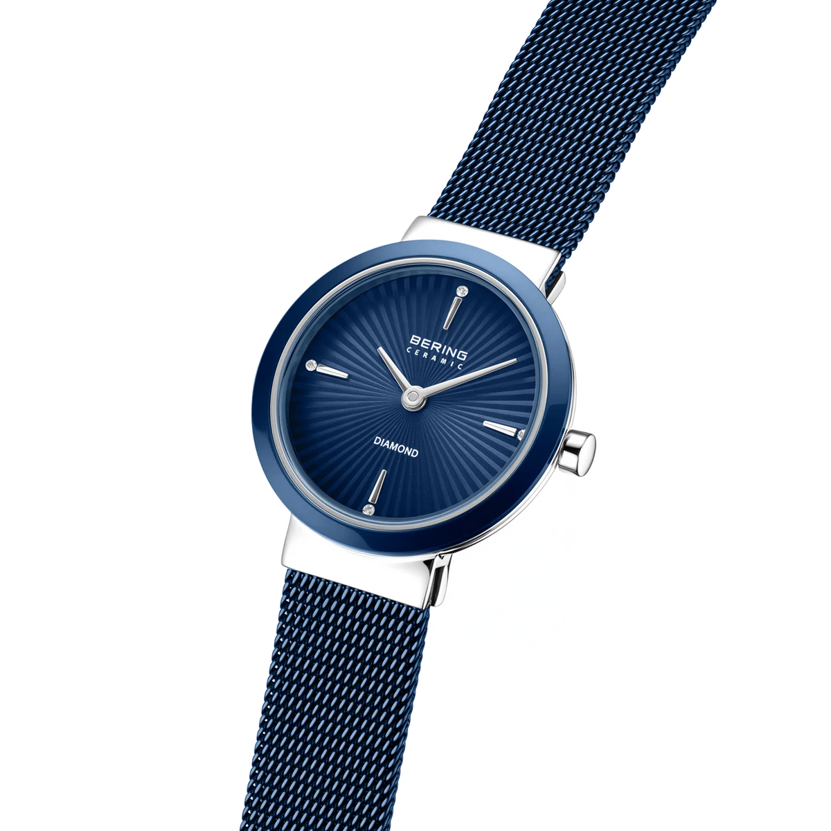 BERING Ceramic Wave Diamond Mesh Watch Blue 27mm Blue Diamond Dial Women's Watch 10725-307