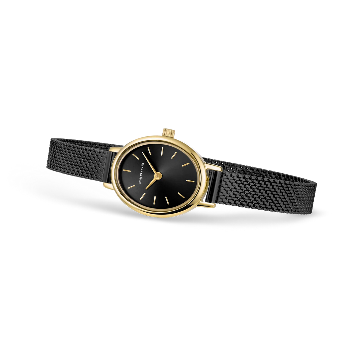 BERING Petite Oval Mesh Watch Black 20mm Black Dial Women's Watch 11020-132