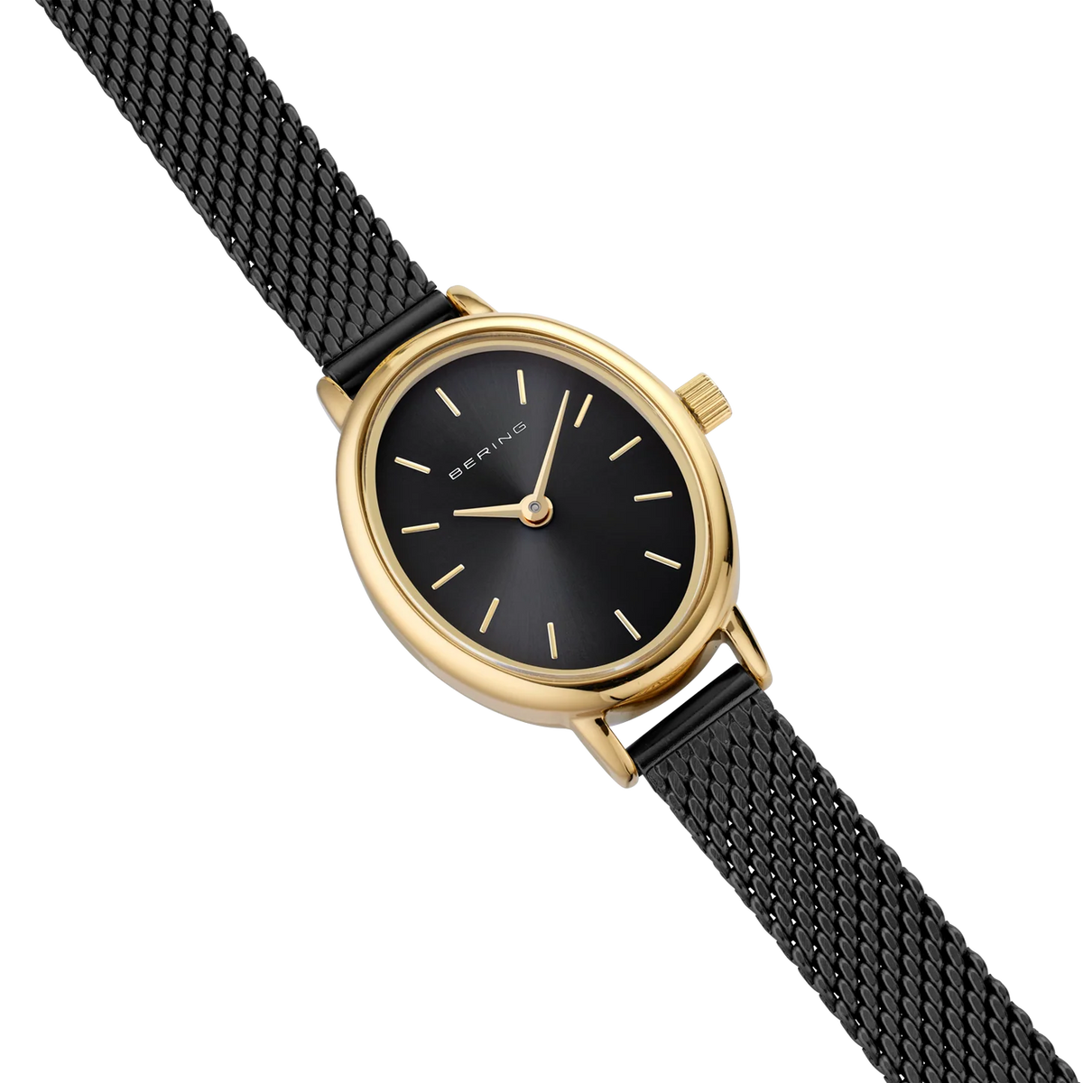 BERING Petite Oval Mesh Watch Black 20mm Black Dial Women's Watch 11020-132
