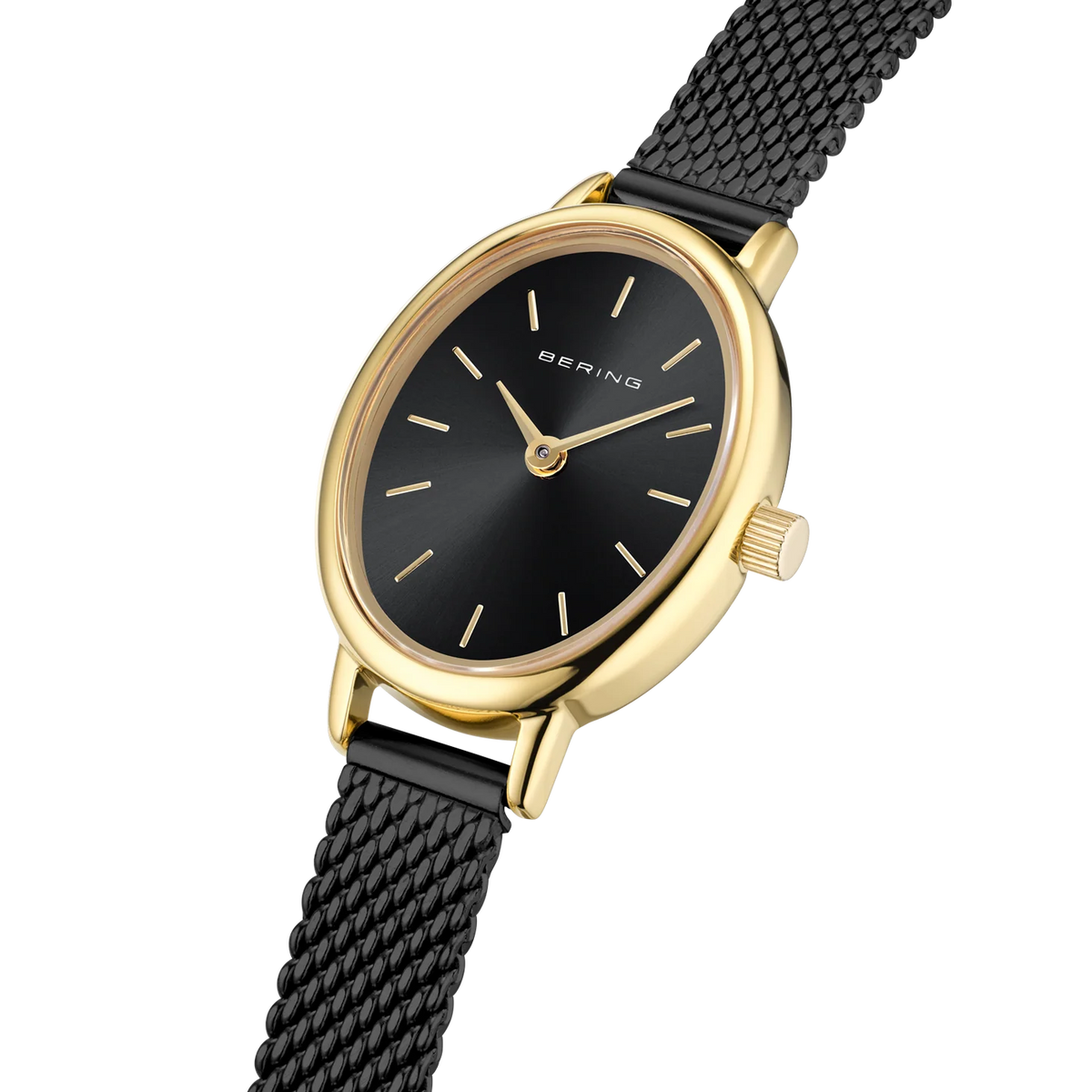 BERING Petite Oval Mesh Watch Black 20mm Black Dial Women's Watch 11020-132