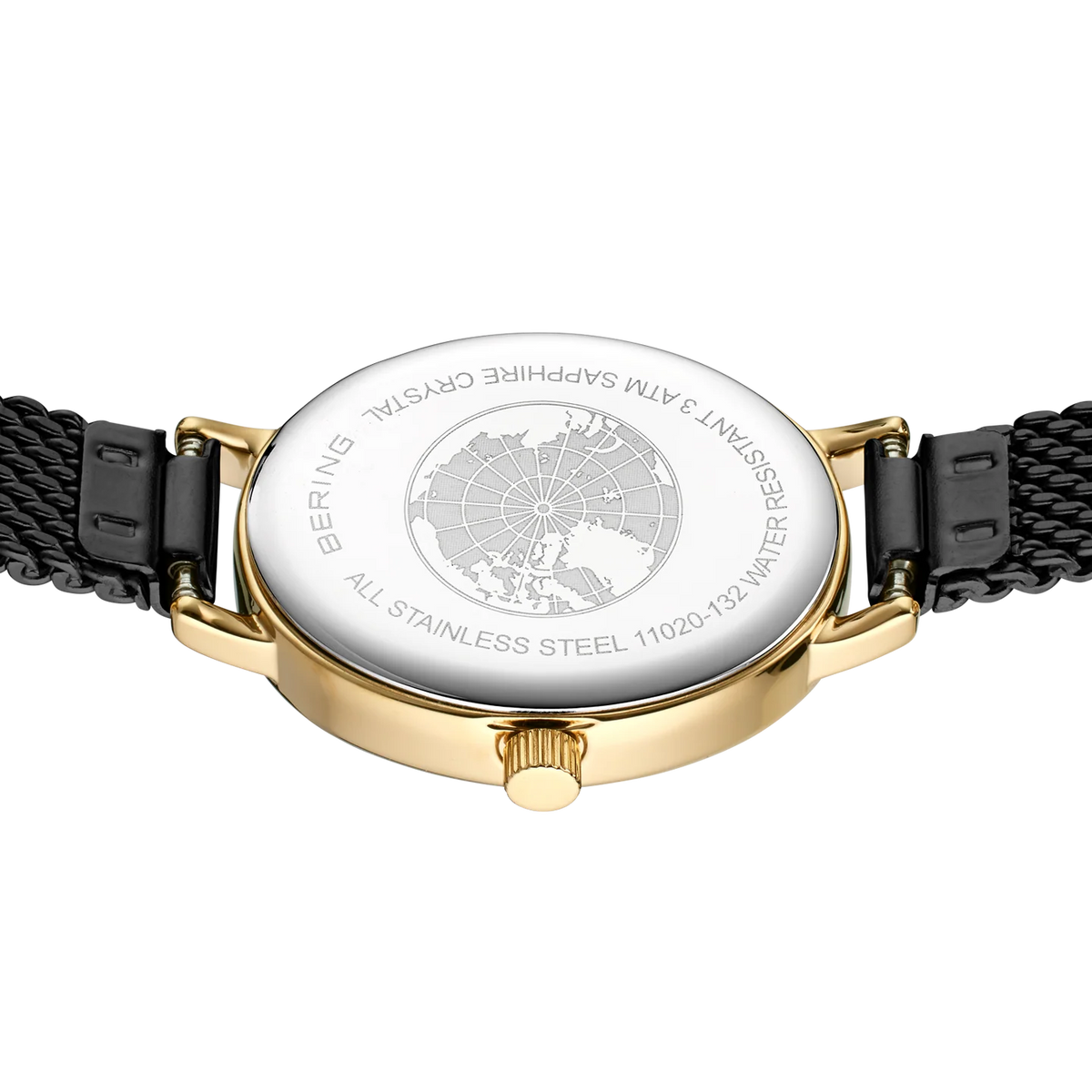 BERING Petite Oval Mesh Watch Black 20mm Black Dial Women's Watch 11020-132