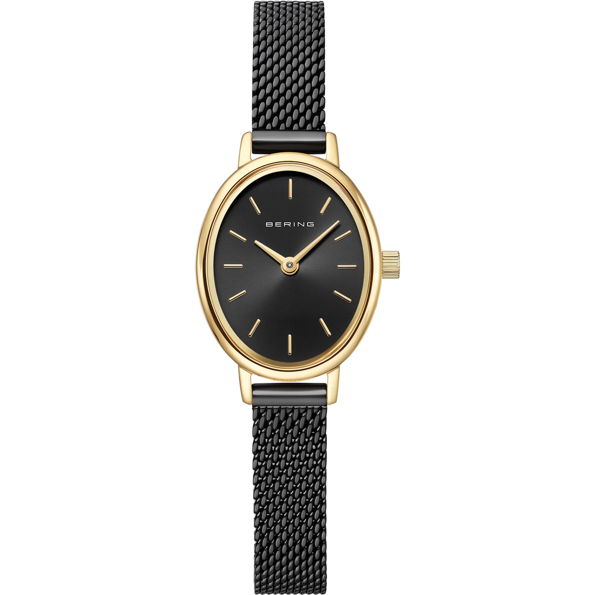 BERING Petite Oval Mesh Watch Black 20mm Black Dial Women's Watch 11020-132