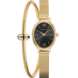 BERING Petite Oval Roman Numeral Mesh Watch Black 20mm Black Sunray Dial Women's Watch 11020-332-GWP