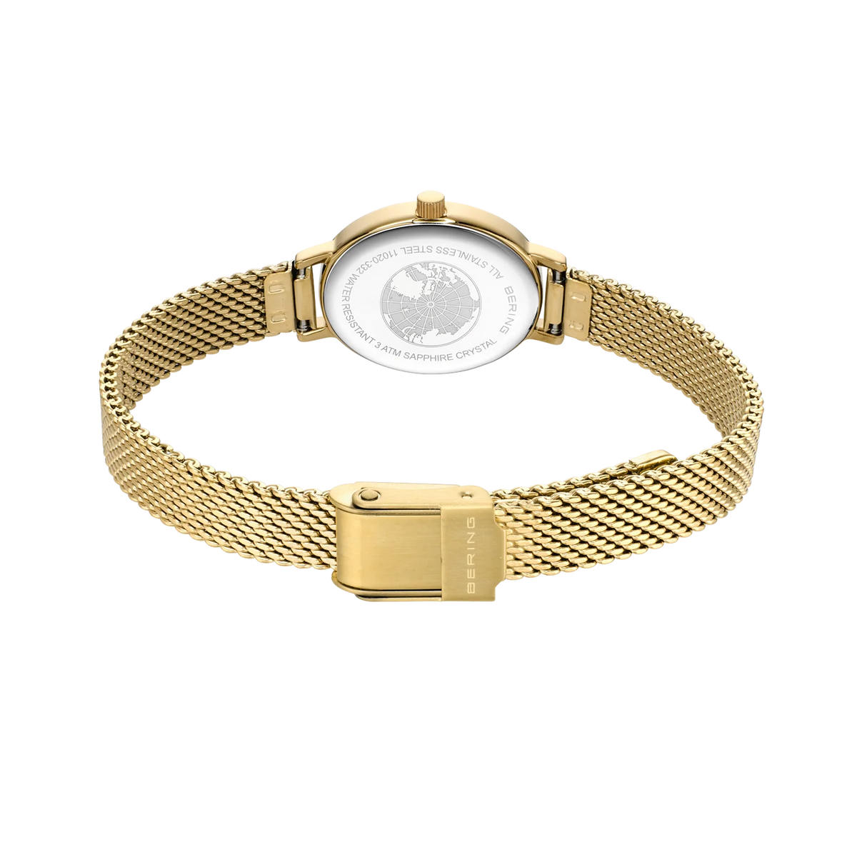 BERING Petite Oval Roman Numeral Mesh Watch Black 20mm Black Sunray Dial Women's Watch 11020-332