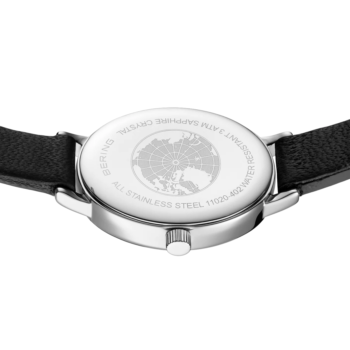 BERING Petite Oval Roman Numeral Leather Watch White 20mm White Dial Women's Watch 11020-402