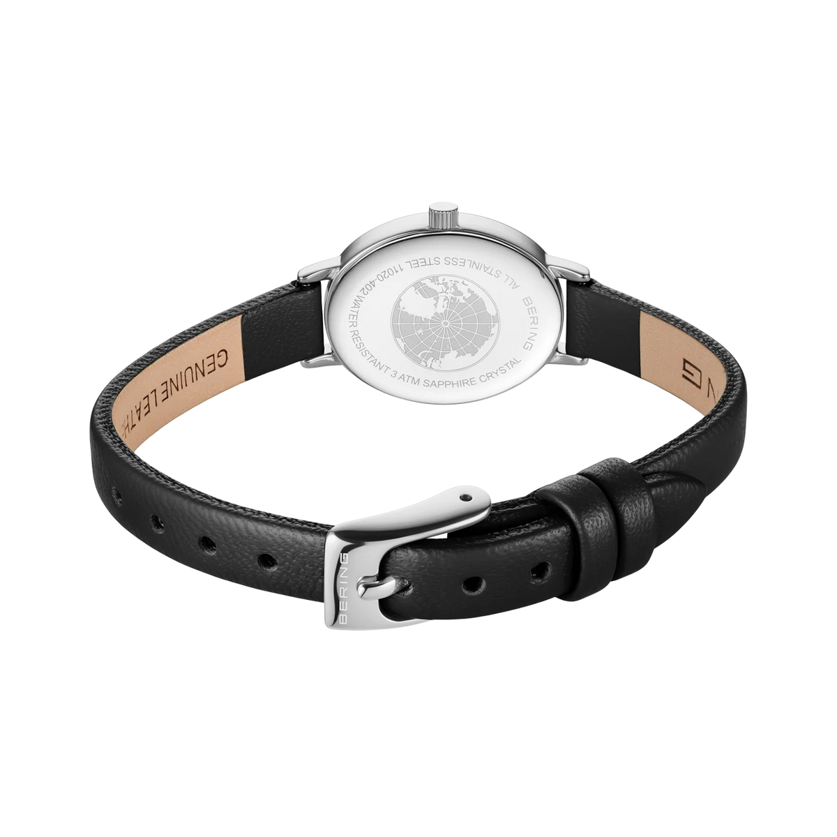 BERING Petite Oval Roman Numeral Leather Watch White 20mm White Dial Women's Watch 11020-402