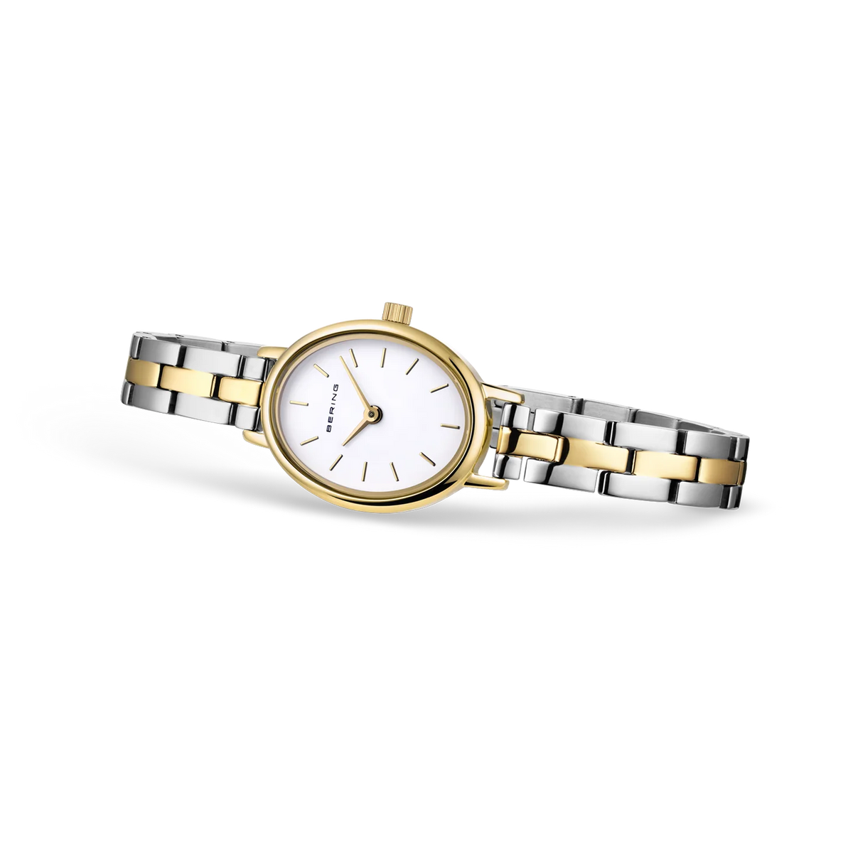 BERING Petite Oval Link Watch Gold 20mm White Dial Women's Watch 11020-714