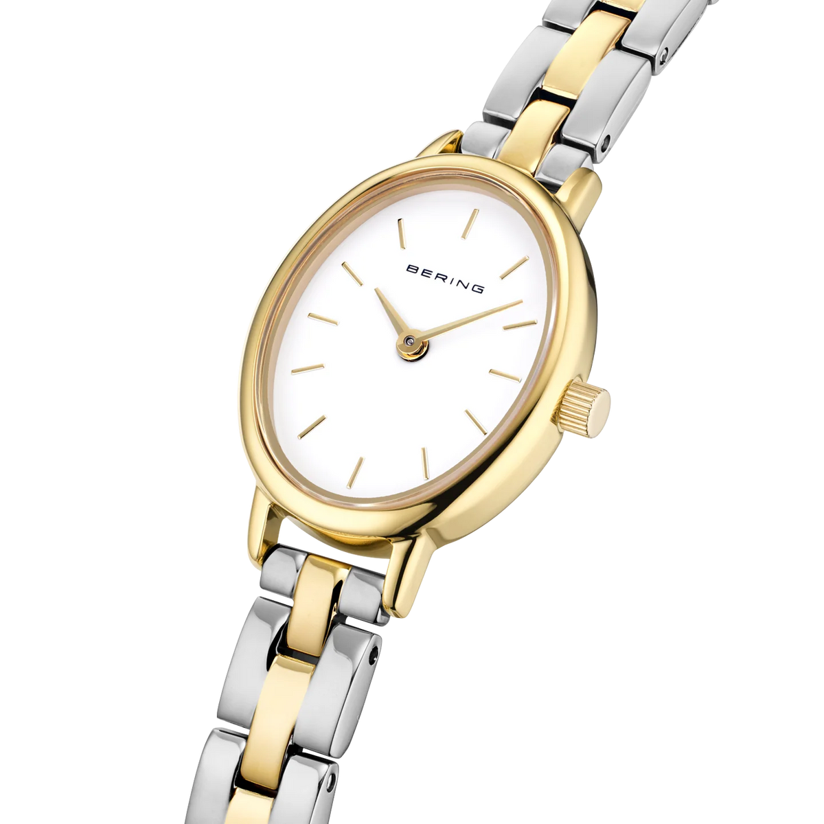 BERING Petite Oval Link Watch Gold 20mm White Dial Women's Watch 11020-714