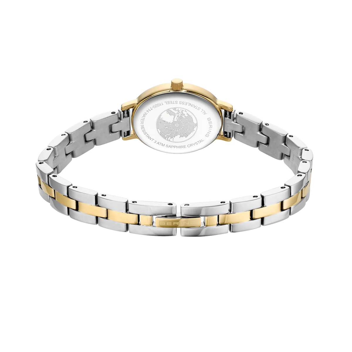 BERING Petite Oval Link Watch Gold 20mm White Dial Women's Watch 11020-714