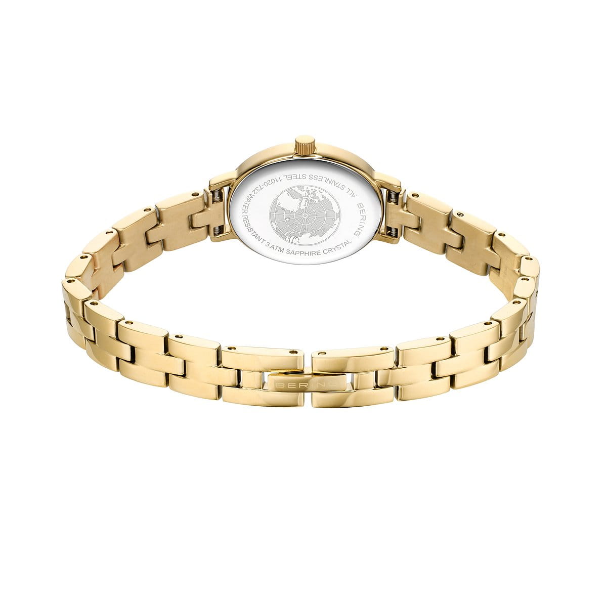 BERING Classic Polished Gold 20mm Black Mother of Pearl Dial Women's Watch 11020-732