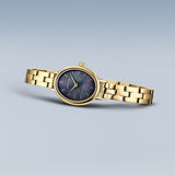 BERING Classic Polished Gold 20mm Black Mother of Pearl Dial Women's Watch 11020-732