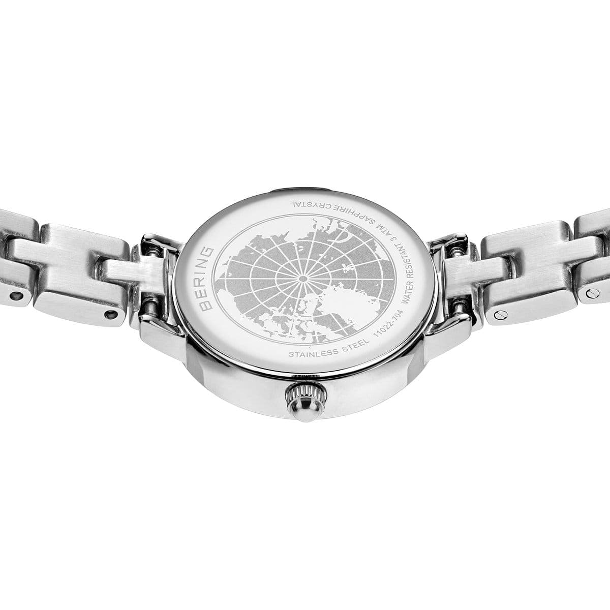 BERING Classic Polished Silver 22mm White Mother of Pearl Dial Women's Watch 11022-704