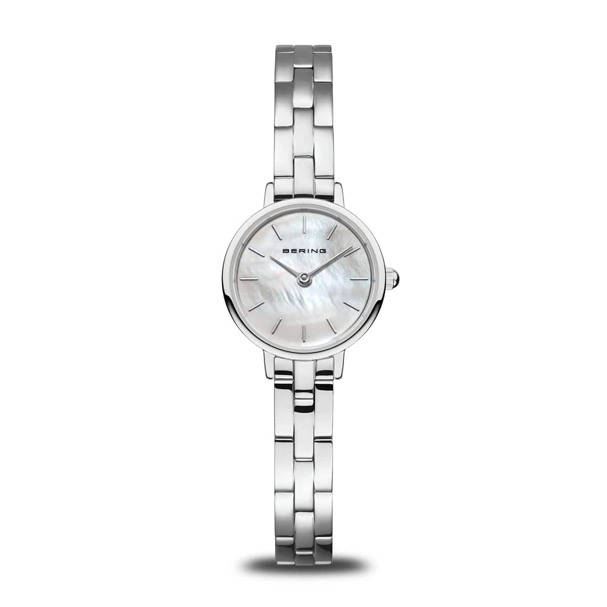 BERING Classic Polished Silver 22mm White Mother of Pearl Dial Women's Watch 11022-704