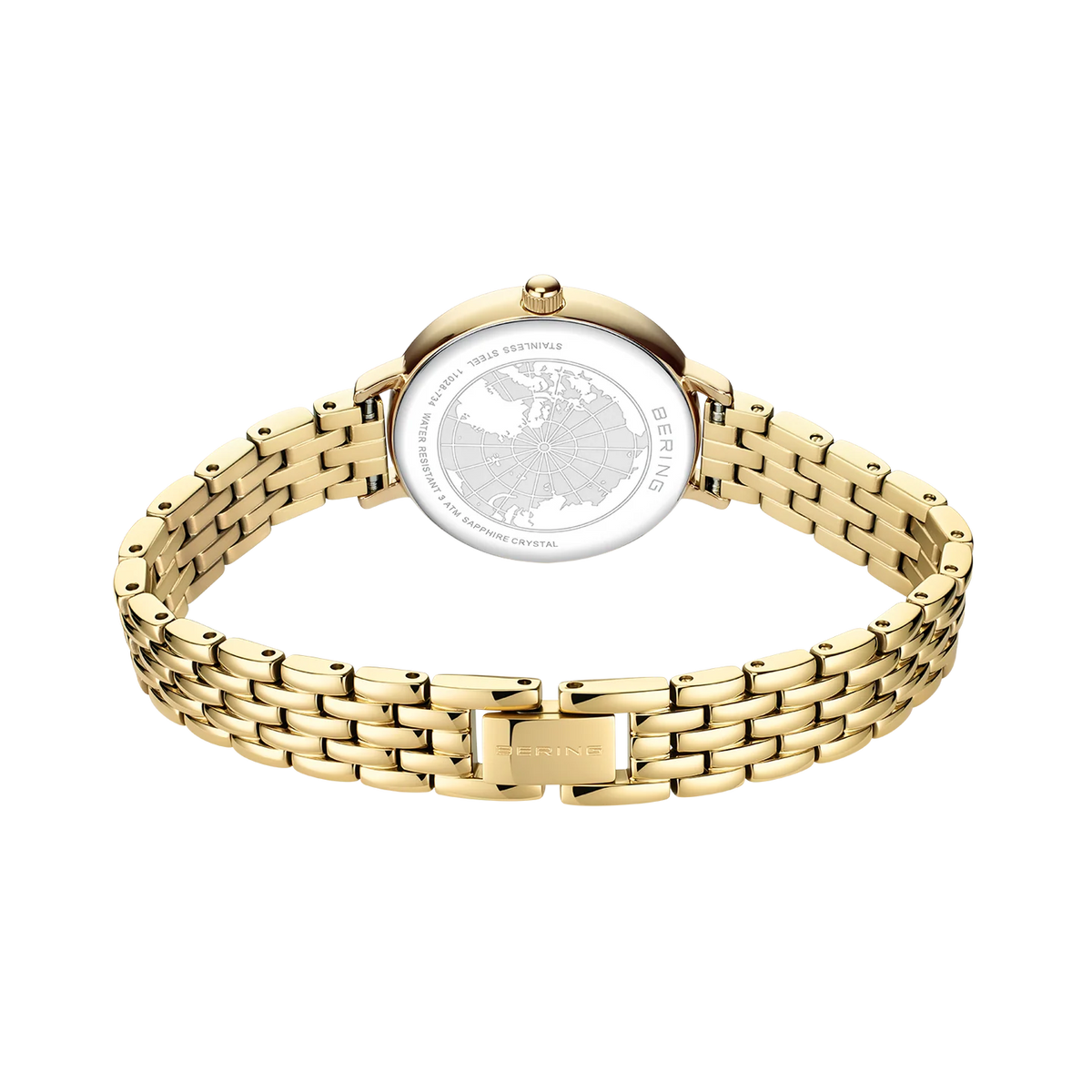 BERING Demi Roman Numeral Sparkling Link Watch Gold 28mm White Dial Women's Watch 11028-734