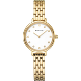 BERING Demi Roman Numeral Sparkling Link Watch Gold 28mm White Dial Women's Watch 11028-734