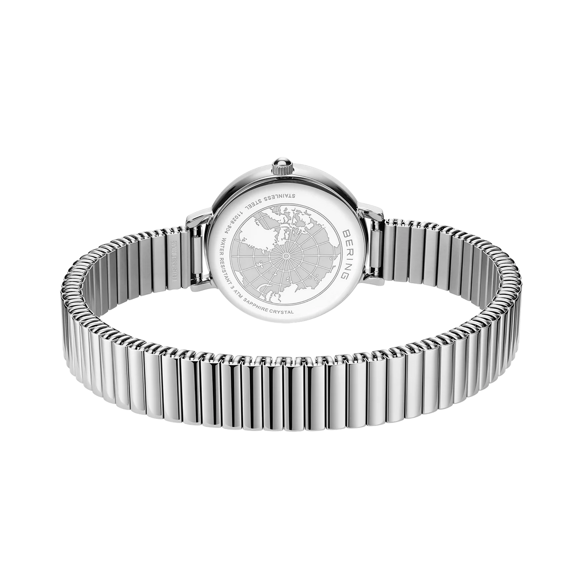 BERING Numerical Sunray Link Watch Silver 28mm Silver Sunray Dial Women's Watch 11028-904