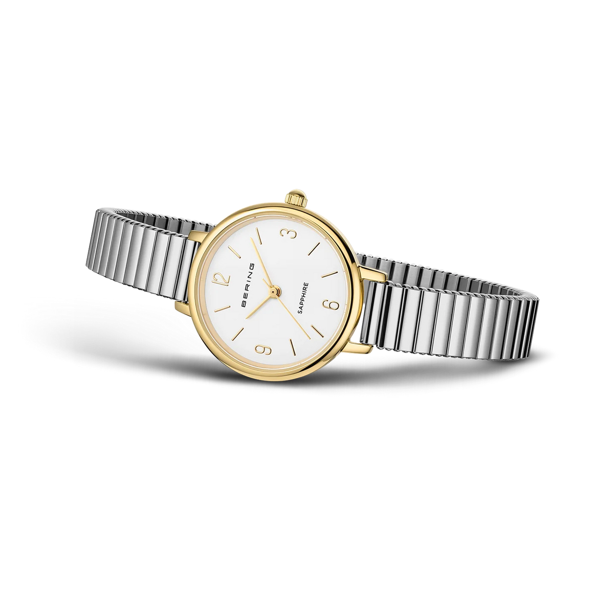 BERING Numerical Link Watch Gold Silver 28mm White Dial Women's Watch 11028-914