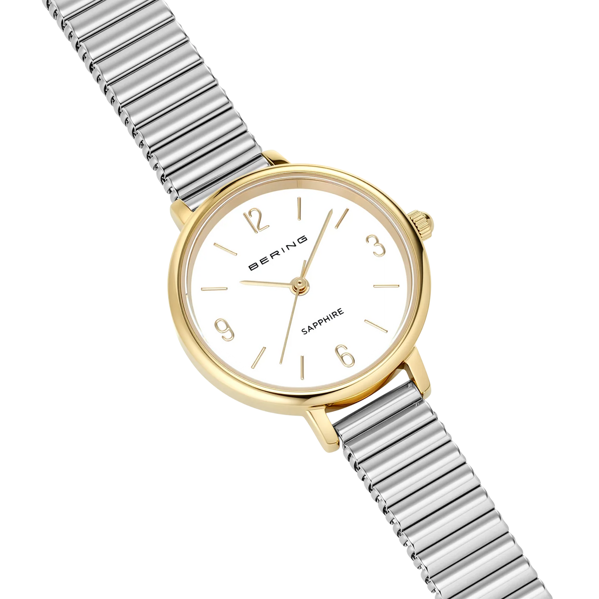 BERING Numerical Link Watch Gold Silver 28mm White Dial Women's Watch 11028-914
