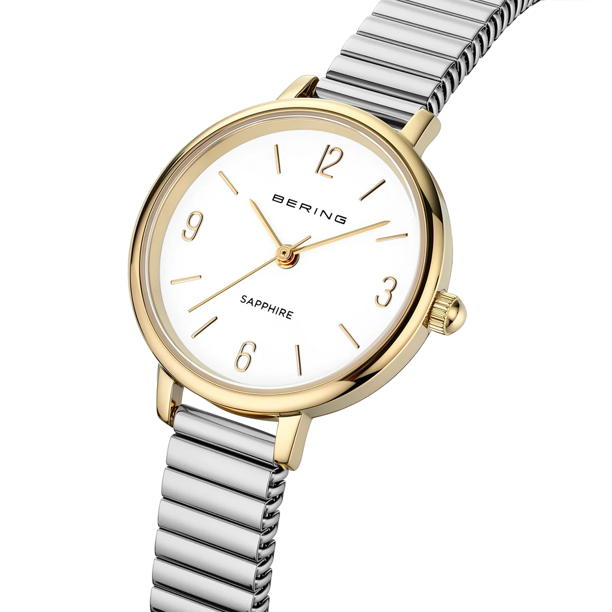 BERING Numerical Link Watch Gold Silver 28mm White Dial Women's Watch 11028-914