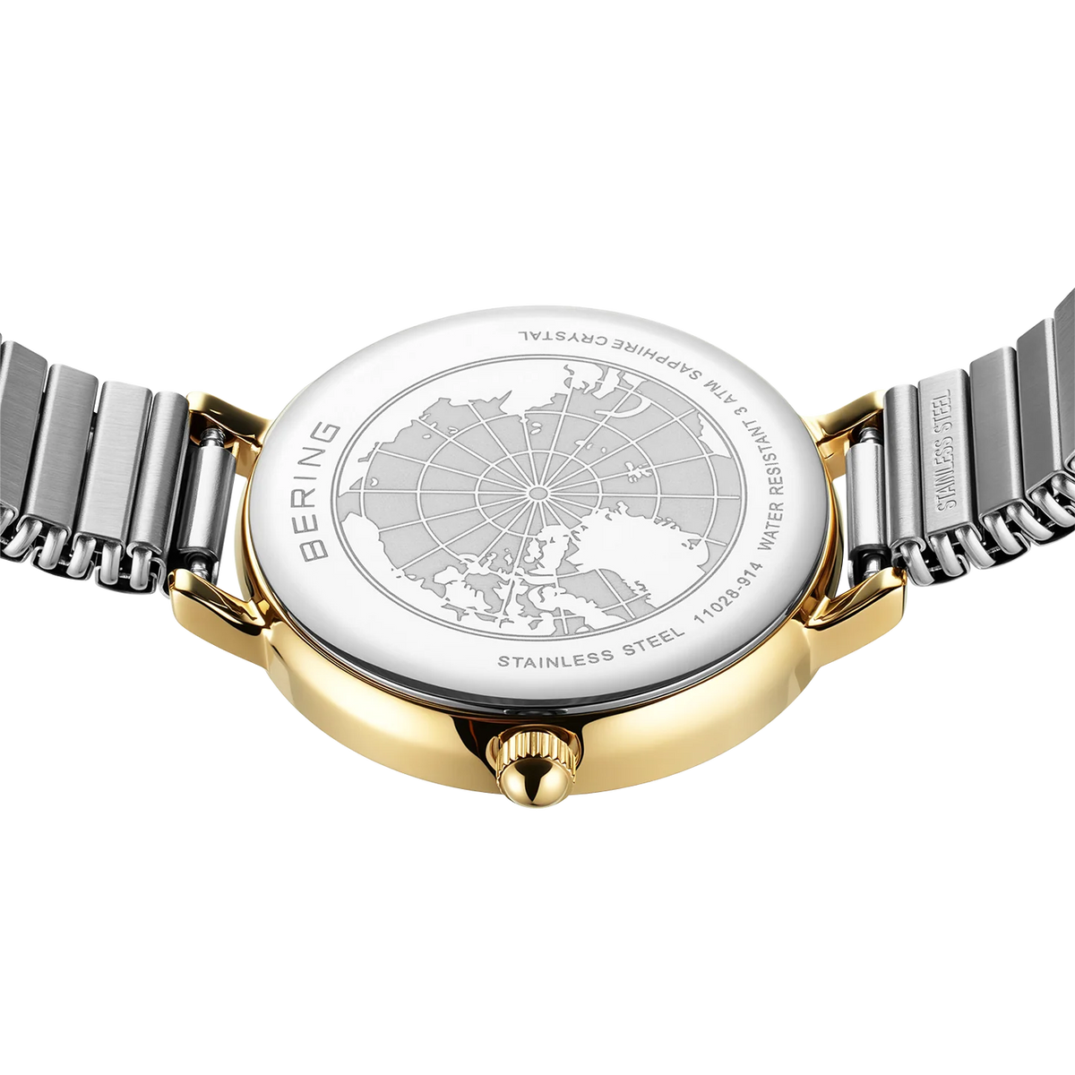 BERING Numerical Link Watch Gold Silver 28mm White Dial Women's Watch 11028-914