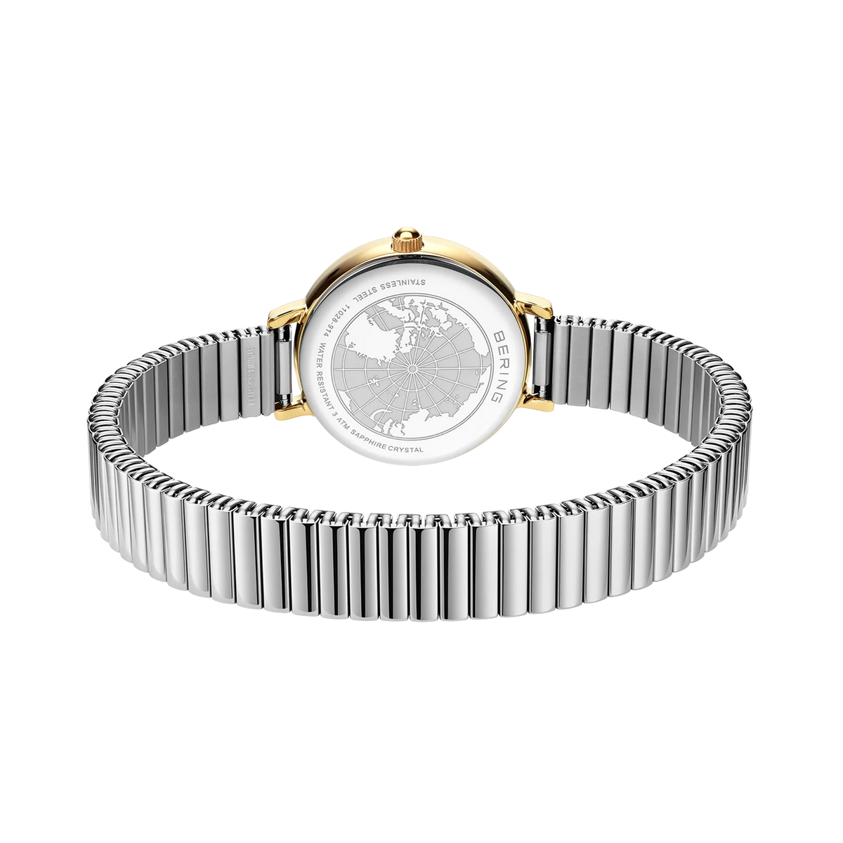 BERING Numerical Link Watch Gold Silver 28mm White Dial Women's Watch 11028-914