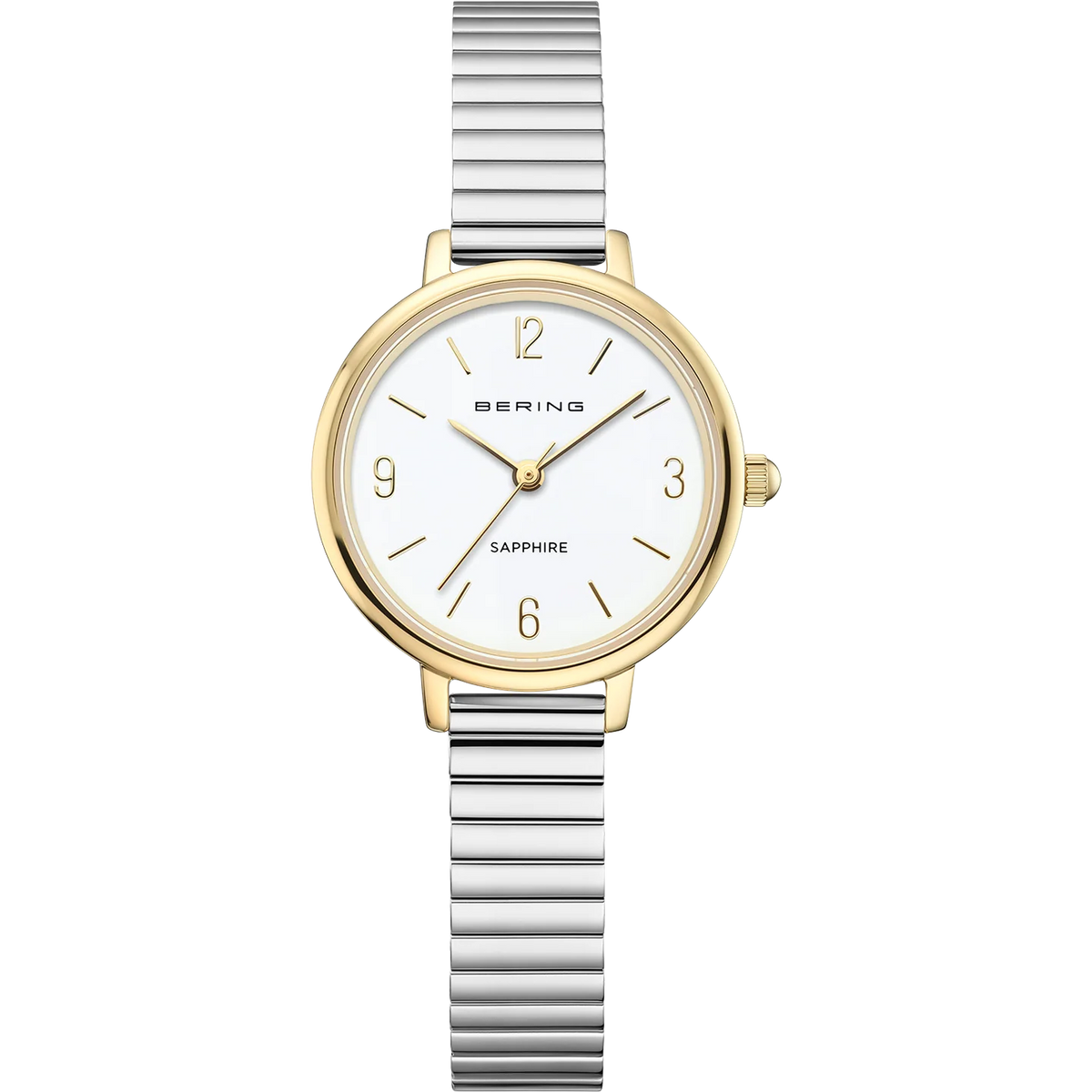 BERING Numerical Link Watch Gold Silver 28mm White Dial Women's Watch 11028-914