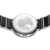 BERING Ceramic Polished Silver 29mm Black Diamond Dial Women's Watch 11429-702