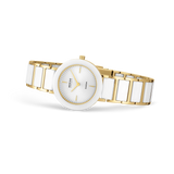BERING Wave Ceramic Watch with Diamond Gold White 29mm White Dial Women's Watch 11429-758