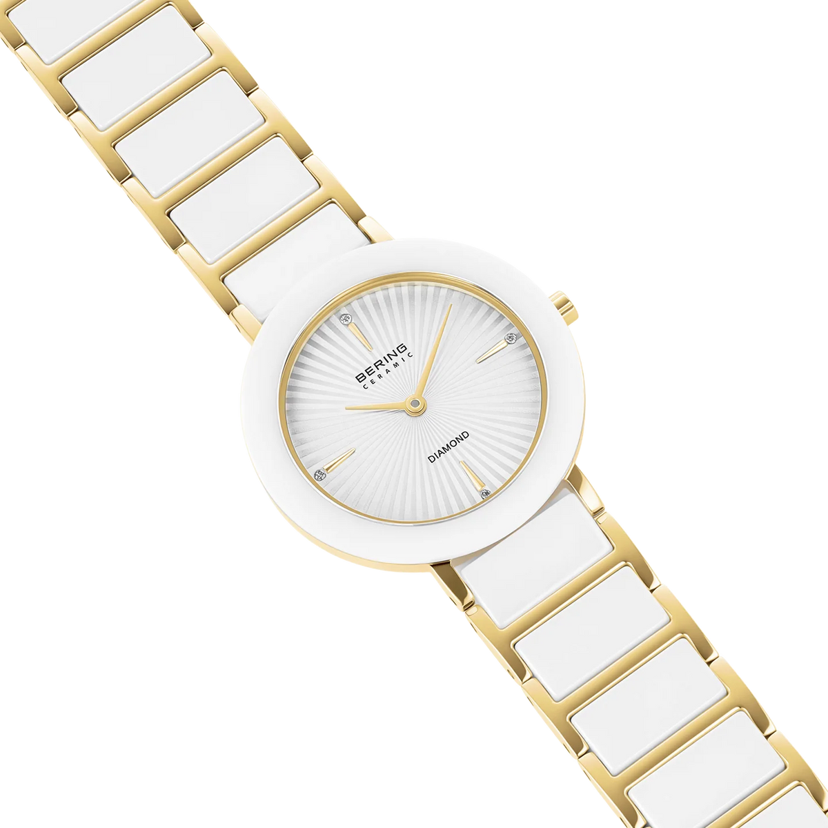 BERING Wave Ceramic Watch with Diamond Gold White 29mm White Dial Women's Watch 11429-758