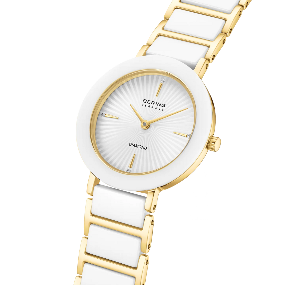 BERING Wave Ceramic Watch with Diamond Gold White 29mm White Dial Women's Watch 11429-758