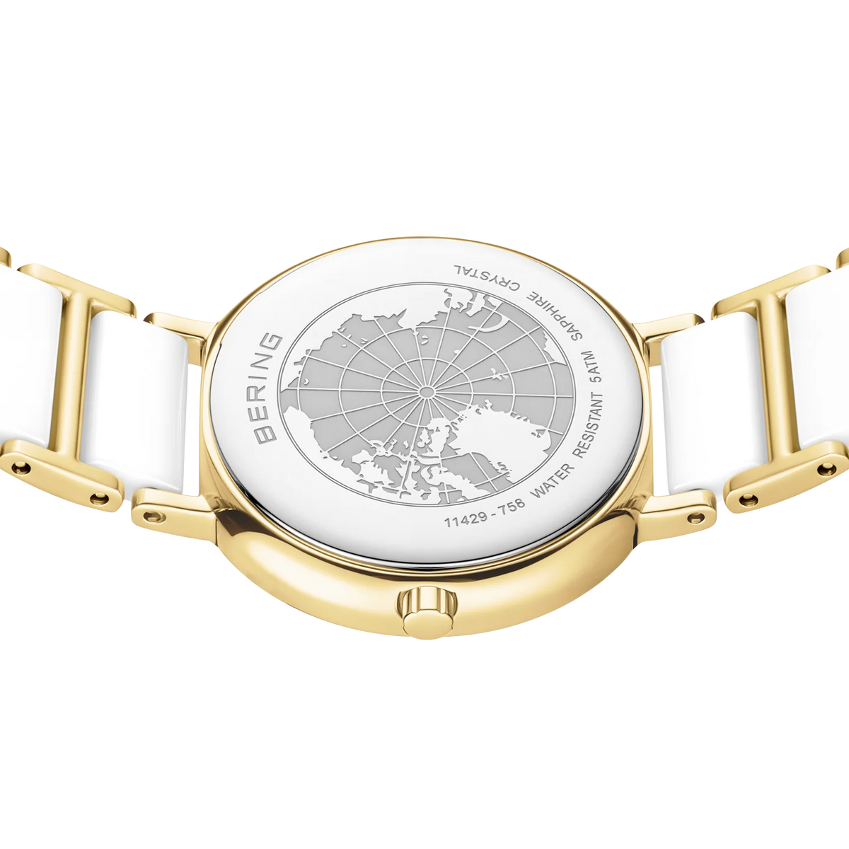 BERING Wave Ceramic Watch with Diamond Gold White 29mm White Dial Women's Watch 11429-758