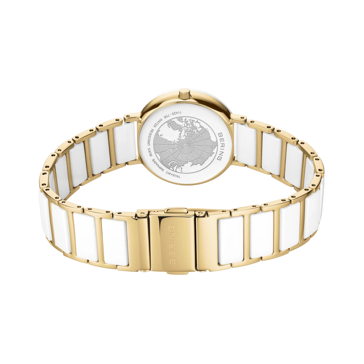 BERING Wave Ceramic Watch with Diamond Gold White 29mm White Dial Women's Watch 11429-758