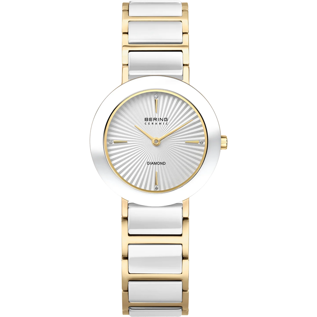 BERING Wave Ceramic Watch with Diamond Gold White 29mm White Dial Women's Watch 11429-758