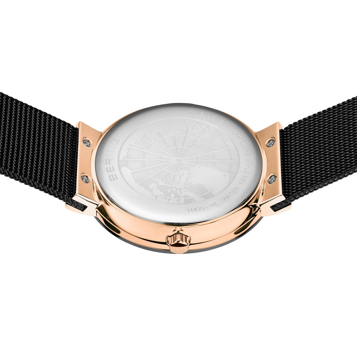 BERING Ceramic Polished Rose Gold 35mm Black Dial Women's Watch 11435-166