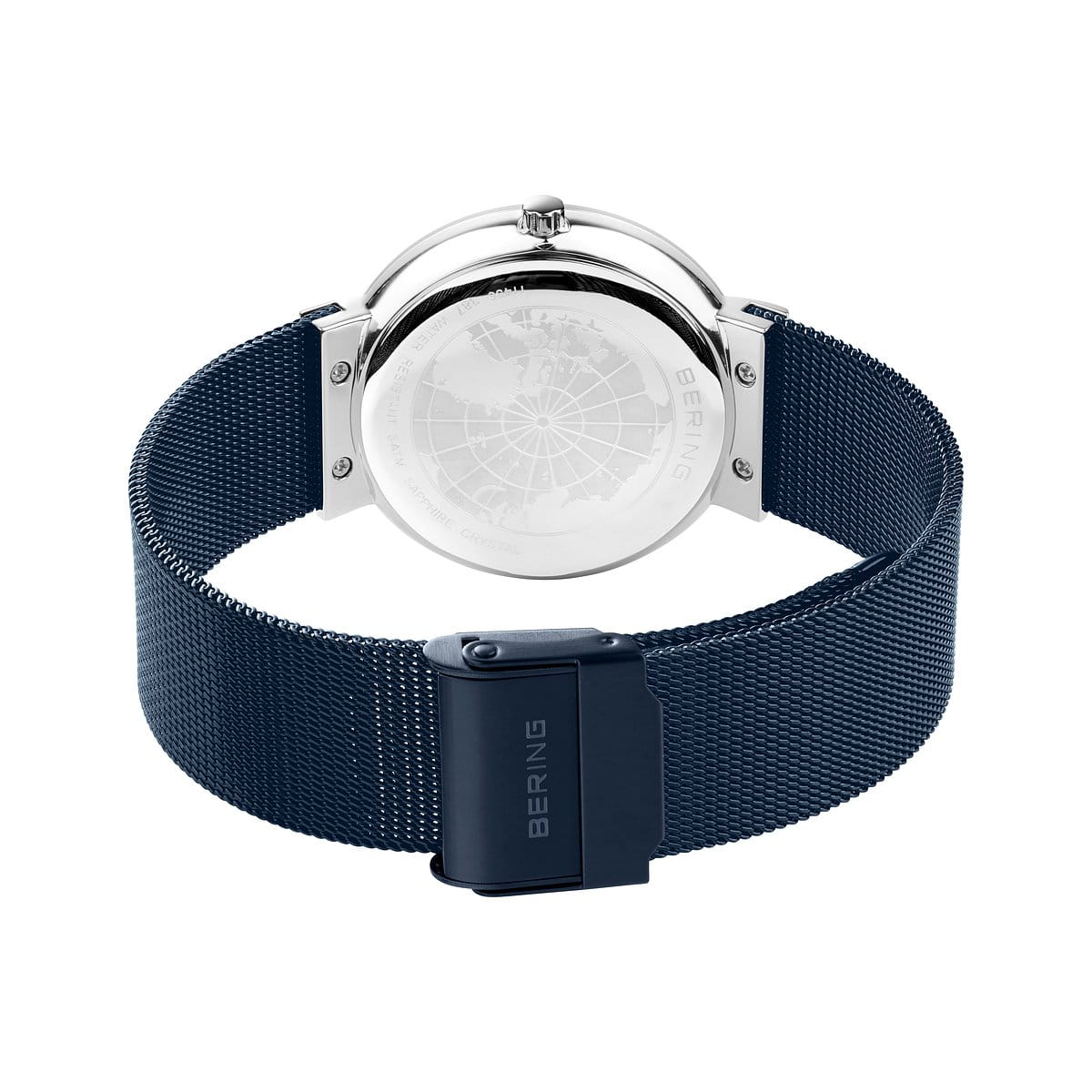 BERING Ceramic Polished Silver 35mm Blue Mother of Pearl Women's Watch 11435-387